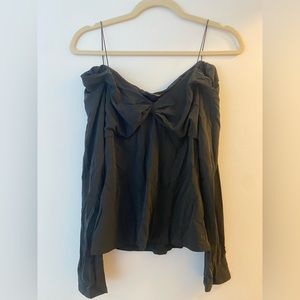 Off the shoulder knit jersey sweetheart neckline top